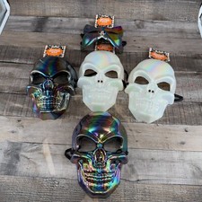 Adult Halloween Mask Skeleton Costume Half Face Cat Metallic