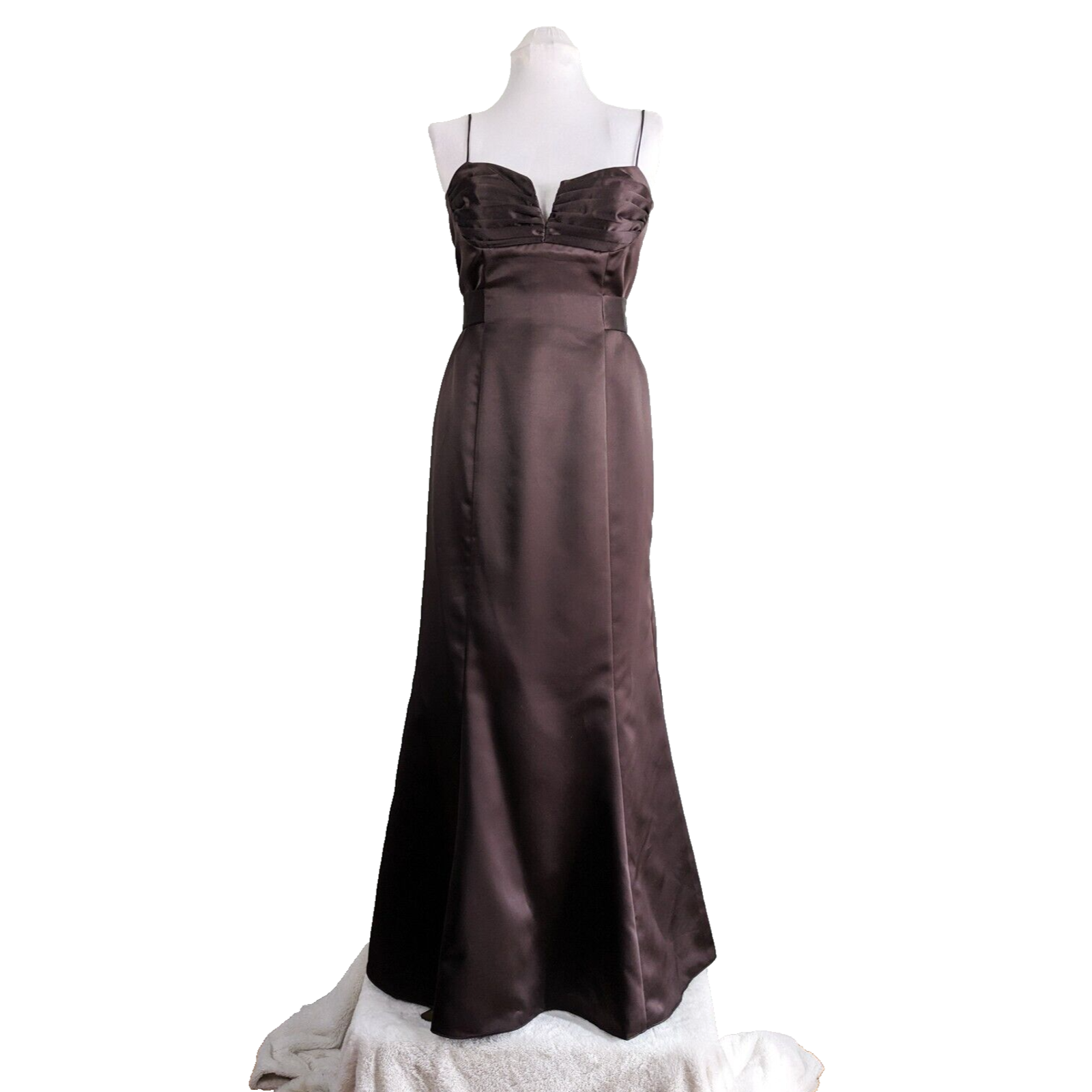 Y2K Maxi Dress Long Gown Prom Satin Brown Mermaid Laundry Prom Bridesmaid USA 10-image