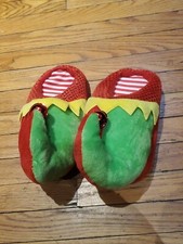 Unisex Christmas Elf Slippers With Jingle Bells M 13 -1 Red/Green