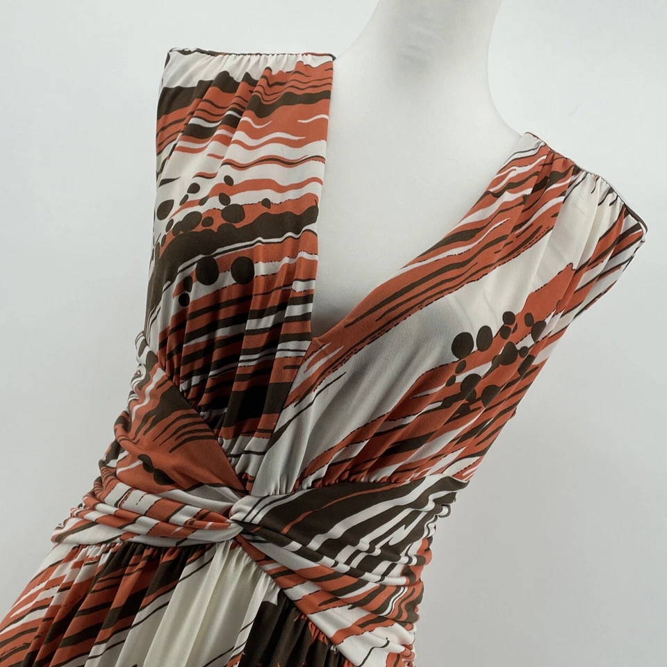 Vestido Max And Cleo Para Mujer Pequeño Imitación Envolvente Midi Naranja Marrón Retro Años 70 Vibraciones Foto 2 de 4