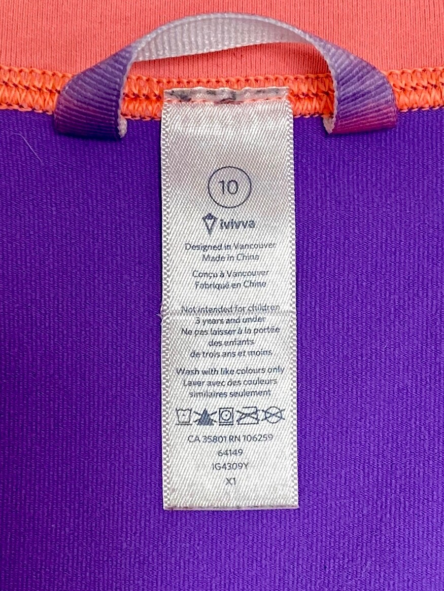 Ivivva Lululemon Girls Perfect your Practice Zip Up Jacket, Purple