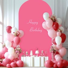 Hot Pink Arch Cover, 6.6FT Spandex Fitted Wedding Arch Stand Covers Round Top...