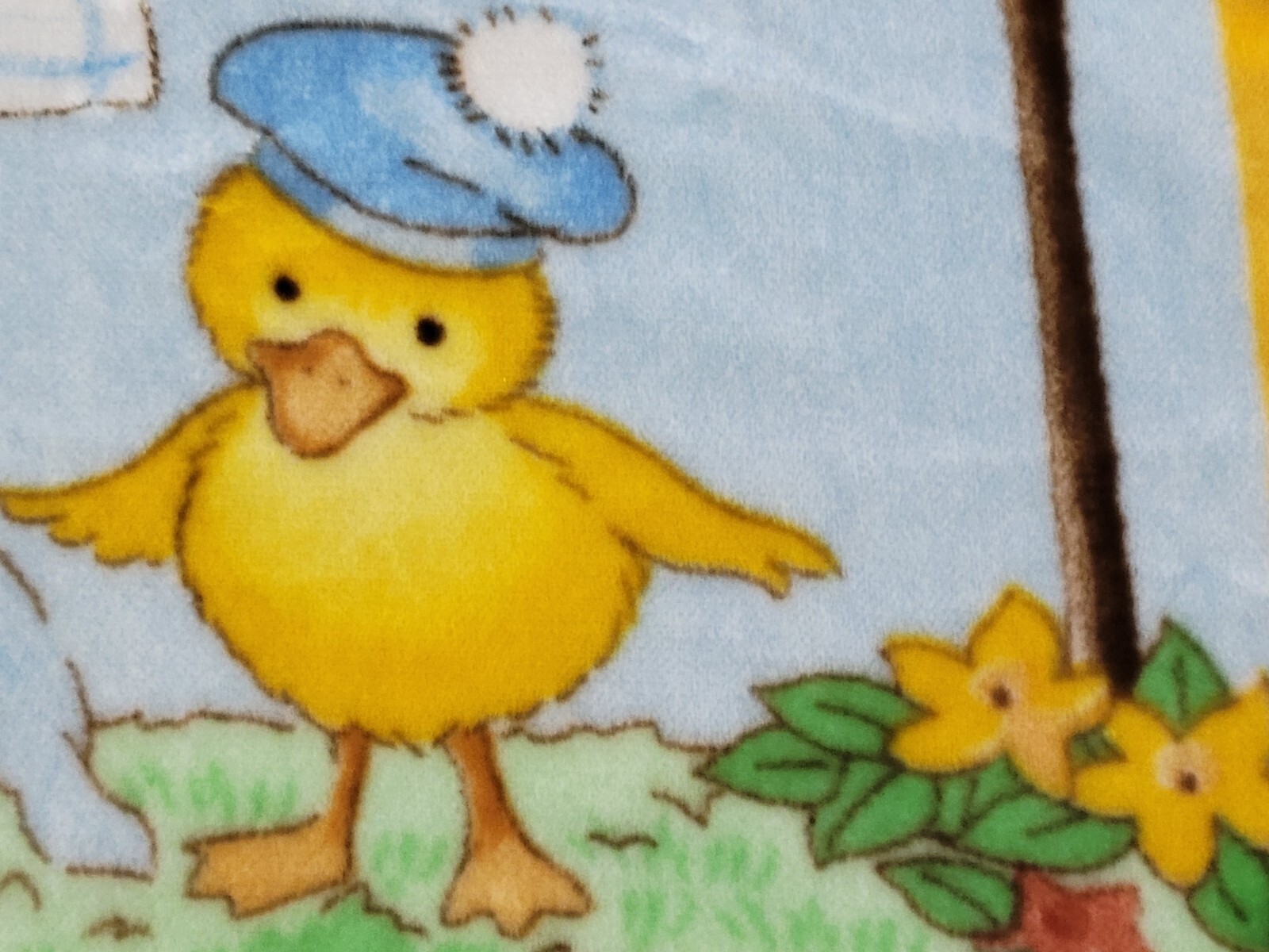 Vintage Novatex Fleece Baby Chick Duck Plush Security Crib Blanket