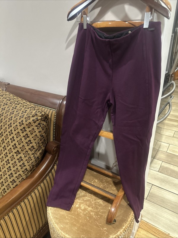 Ivanka Trump Size M Flat Front Straight Leg Dress Pants Purple Stretch Pull On