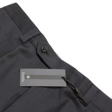 Zanella NWT Dress Pants Size 34 US Tucker In Gray Small Pattern 100 Wool