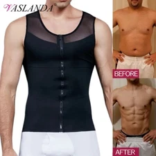 Men Body Shaper Waist Trainer Vest Compression Shirt Belly Slimming Underwear US