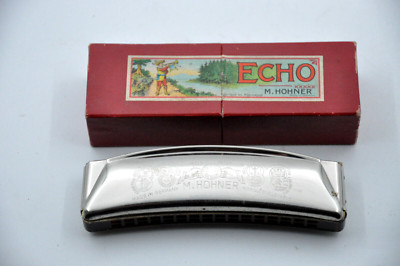 Alte Mundharmonika ECHO M.HOHNER Germany und Etui Sammlung Musikinstrument