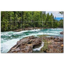 River Ceramic Tile Wall Mural PT500904. 25.5" W x 17" H 24 4.25 tiles