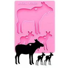 Reindeer moose mama baby family resin silicone mold diy earrings pendant jewelry