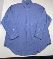 Ralph Lauren Yarmouth Button Up Long Sleeve Pinpoint Oxford Blue Shirt 16-33