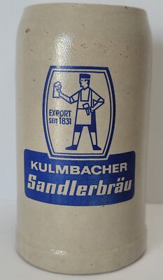 Sandlerbrau Kulmbacher Export Seit 1831 Stein Stoneware Beer Mug Germany 1L 7.5''
