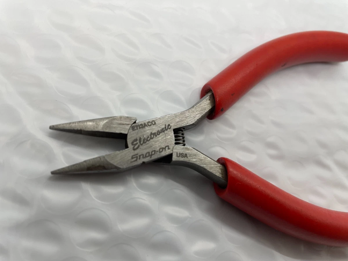 Snap on 5 Electronic Needle Nose Pliers W Spring Loaded Cushion Grip Handles