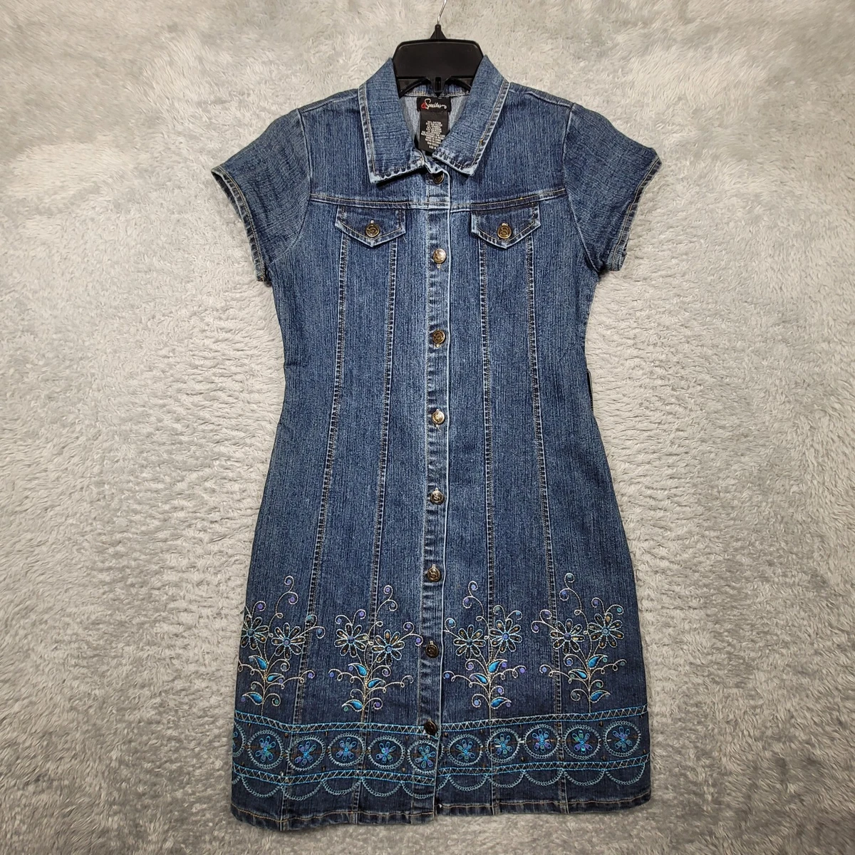 Robe Chemise En Jean SPEECHLESS Taille 6 Fille - Fermeture éclair, Broderie Et Ceinture Incluse | Style Décontracté