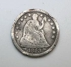 1853 P Seated Liberty Half Dime- with Arrows, Philadelphia, HEAVILY DAMAGED