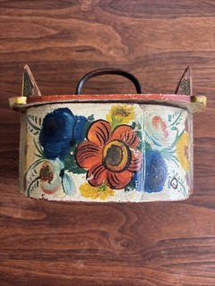Norwegian Rosemaling Wood Tine Box Signed Norway Decor Scandinavian USA Vintage