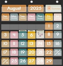 45 Pockets Classroom Calendar for Kids Learning, Pocket Chart Calendar Decor ...