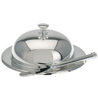 Butterdose Ø 12 Cm Mit Glaseinsatz & Messer Versilbert Butterglocke Butterschale