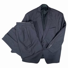 Vintage Lauren Ralph Lauren Wool Suit Gray Pinstripe Made in Canada 40x27