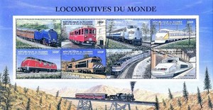 👉 GUINEA = vintage LOCOMOTIVES #2 M/S  ** TRANSPORT, TRAINS, RAILROAD