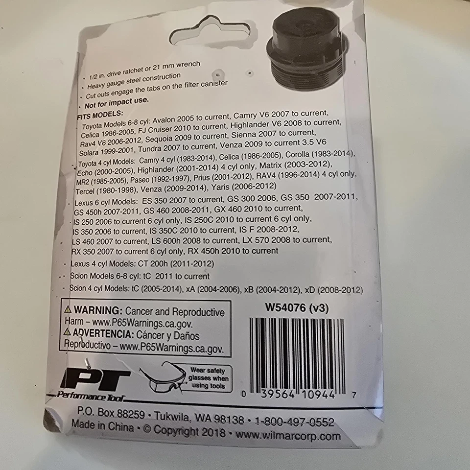 Performance Tool Oil Filter Wrench 64mm Toyota/Lexus/Scion - Image 4 of 4