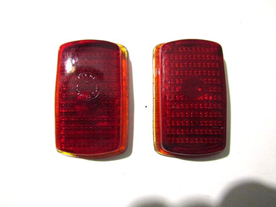 Pair of  OEM 1940 Plymouth glass tail light lenses, KD Triflex 279, 3.25x2 inch