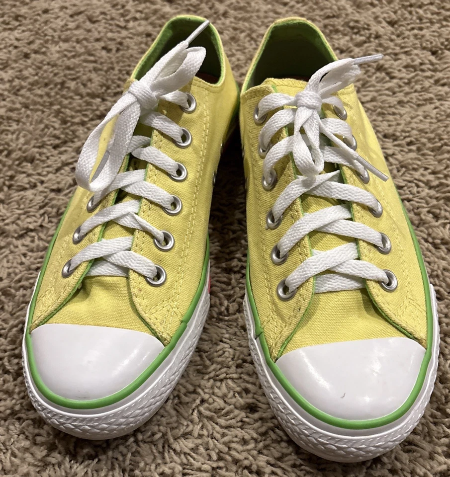 Converse Chuck Taylor 8 Women’s Low Top Lime/Pink With Double Tongue Yellow - Image 4 of 4