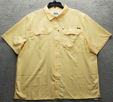 Eddie Bauer Fishing Shirt Men XXL Yellow Woven Tech Relaxed Fit Collar Button-Up
