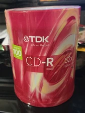 TDK CD-R 100 Pack 52x 80min 700MB Blank Recordable Media Spindle New Sealed