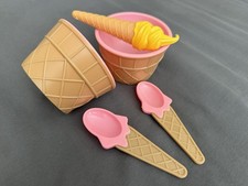 Kids Pretend Ice Cream Play Set   Bowls, Spoons  Cone   5 Pieces