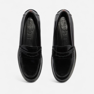 AEYDE Oscar Polino Patent Leather Loafers Black 36 NIB