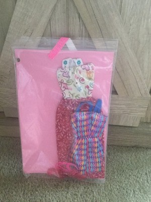 Barbie Doll Clothing Handmade Jumper Pink Floral, Shoes, Necklace, Dress Pink Co