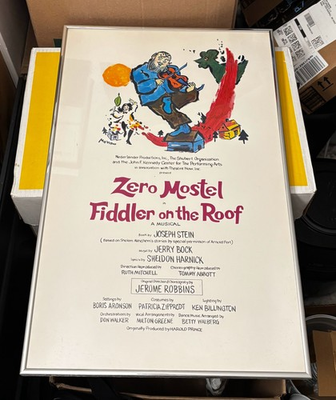 #ad Zero Mostel Fiddler On The Roof Theater Broadway Poster 14quot; x 22quot; Custom Framed $100.00