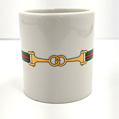 Nice! Vintage 80's GUCCI Horsebit Motif Pattern Coffee Cup Mug   Made in Italy