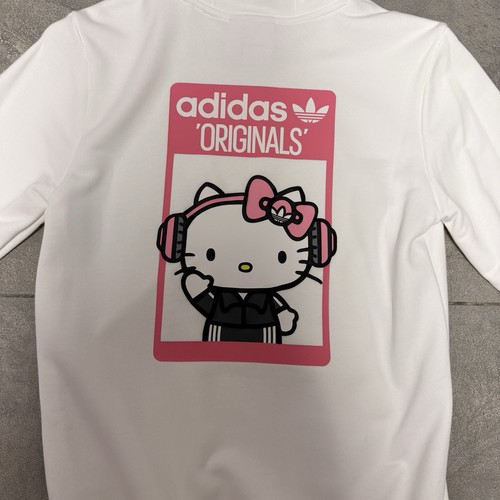 Adidas Originals x Hello Kitty White Pullover Hoodie Sweatshirt Headphones Pink - Picture 4 of 7