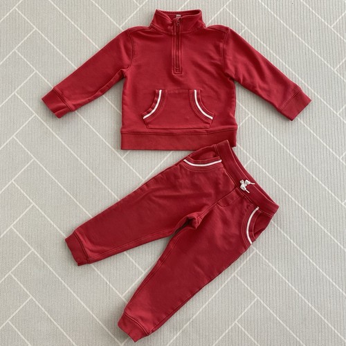 Janie and Jack rot Half Zip Sweatshirt und Hose Set Jungen Größe 3