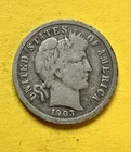 1903 Barber Dime. 90% Silver. G-VG Condition. Charity Auction/Animal Rescue. ￼