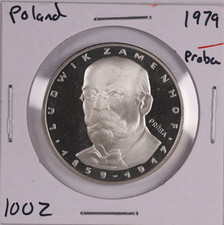 1979 Poland 100 Złotych Ludwik Zamenhof Nickel Proba Coin 32mm Km# Pr360