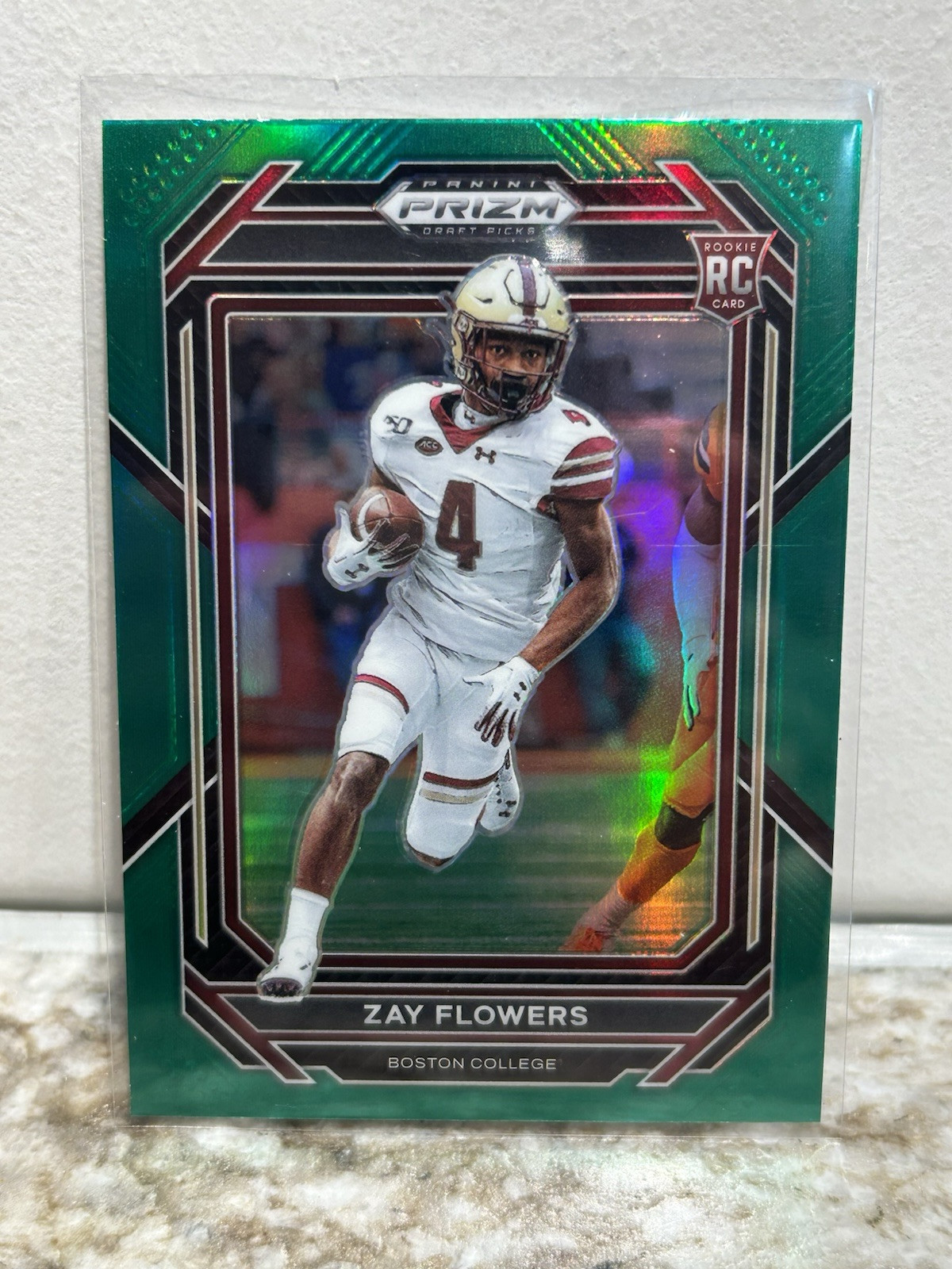 2023 Prizm Draft Picks Zay Flowers Green Prizm RC No. 143 Baltimore Ravens