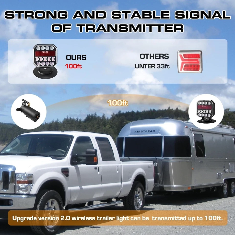 Беспроводные фары для прицепа, магнитный беспроводной буксировочный фонарь USB-C с ретрорефлекторами, - Изображение 4 из 4