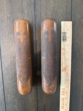 Vintage Shotgun Pump Forend Forearm Wood Checkered Fleur-de-lis Pair Repair