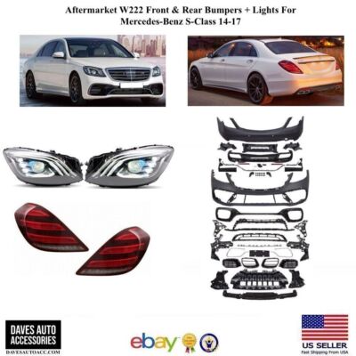 Aftermarket W222 AMG Front+Rear Bumper + Lights For Mercedes-Benz S-Class 14-17