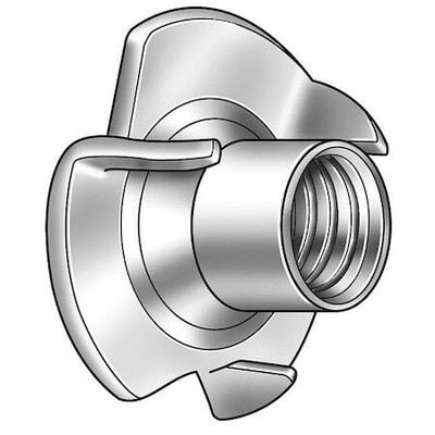 Zoro Select Tnuti0250l-100P T-Nut, 1/4''-20, Steel, Zinc Plated, 0.305 In Barrel