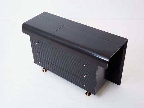 Pierre Cardin signed commode black lacquered and brass 1980s - Picture 12 of 15