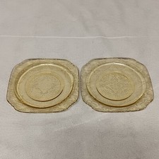 Federal Glass Madrid Bread Plates 2 - 6" Yellow Amber Depression Glass