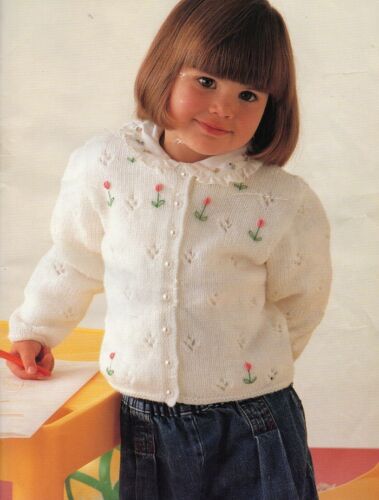 Girl's Knitting Pattern in 8 ply Copy Eyelet Pattern 2 to 8 years - Picture 2 of 3