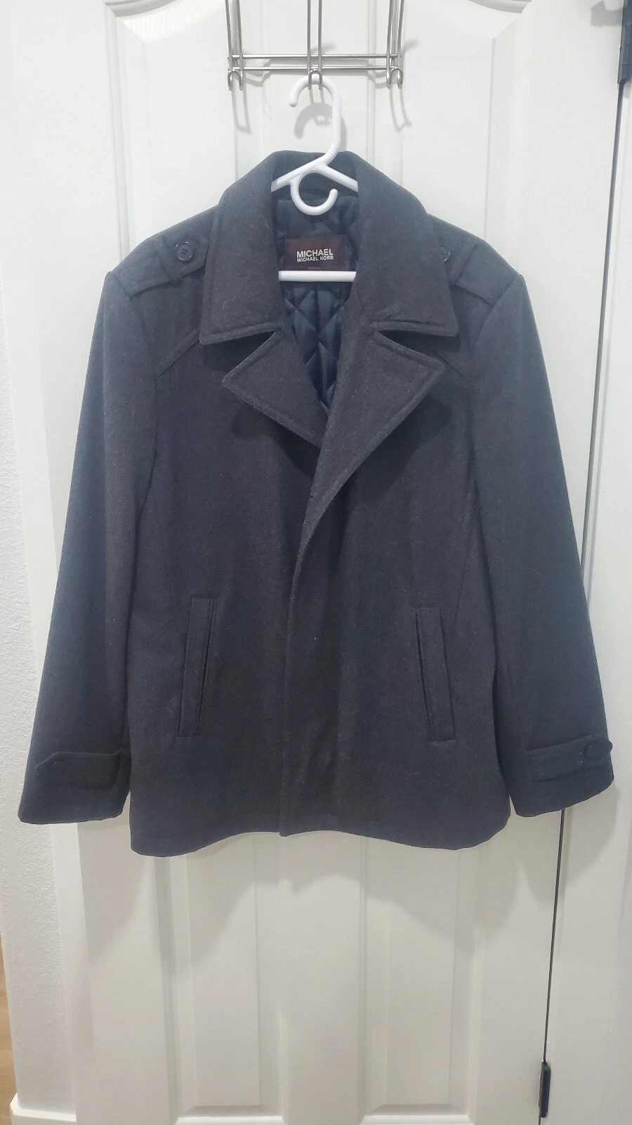 Cappotto invernale Michael Kors uomo L nero misto lana con bottoni