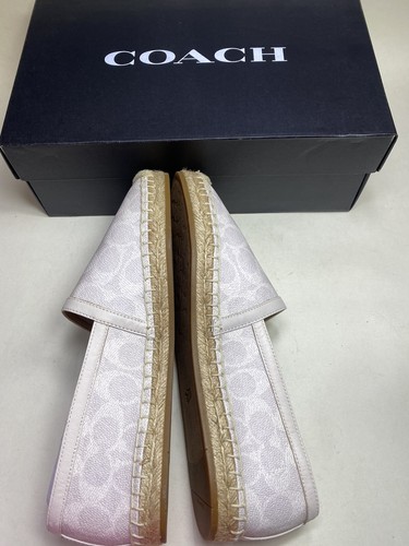 COACH Collins Coated Canvas Espadrille Flat Shoes Women's Size 9.5 B Chalk New - Picture 9 of 12