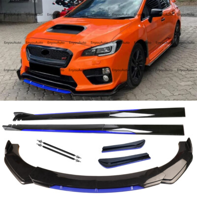 #ad For Subaru Front Bumper Lip Side Skirt Rear Bumper Lip Strut Rods Black Blue $108.38