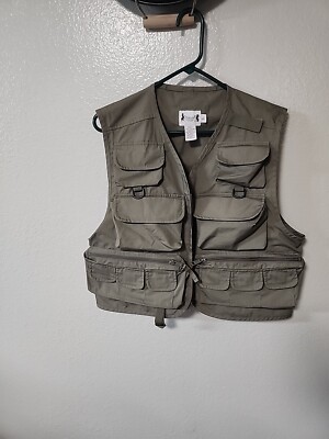 Herters Fishing Vest Mens Size L Green Cotton Pockets 