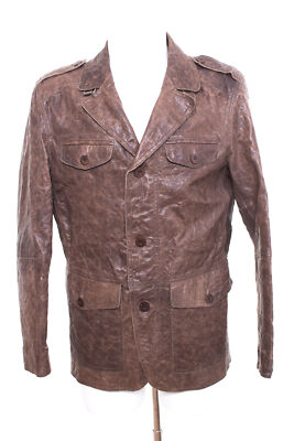 strellson swiss cross Jacke Lederjacke Herren Gr. M Echtes Leder Braun